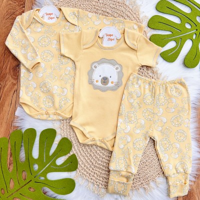 Conj. de Malha 3 peças - Leãozinho - amarelo Conj. de Malha 3 peças - Leãozinho - amarelo